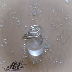 Сребърен дамски пръстен с циркони R-868